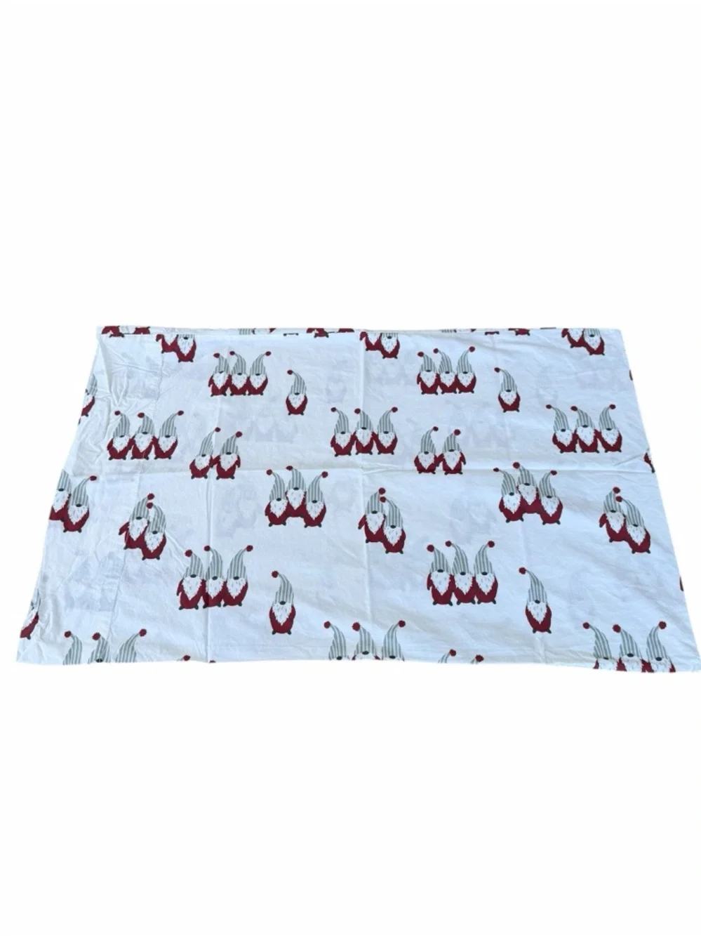 Pottery Barn Holiday Gnome 100% Organic Cotton 3-Piece Sheet Set Queen HTF GUC